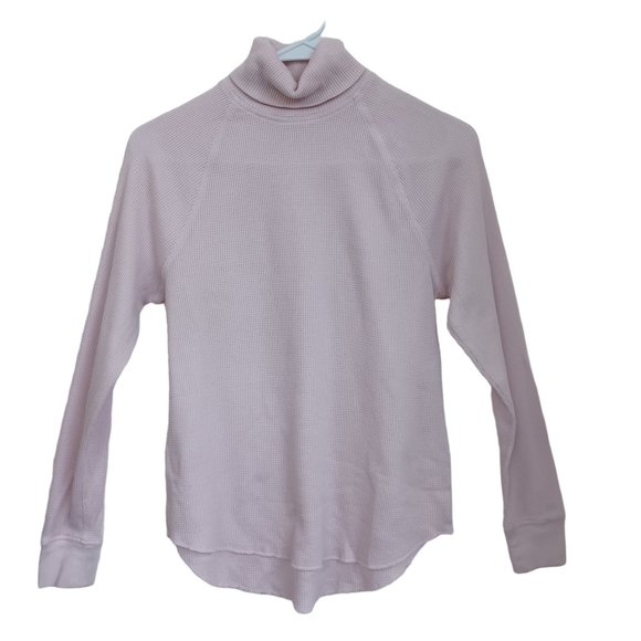 Everlane Waffle Knit Pullover Soft Pink High Neck Long Sleeve Top Womens size Sm - Picture 10 of 10